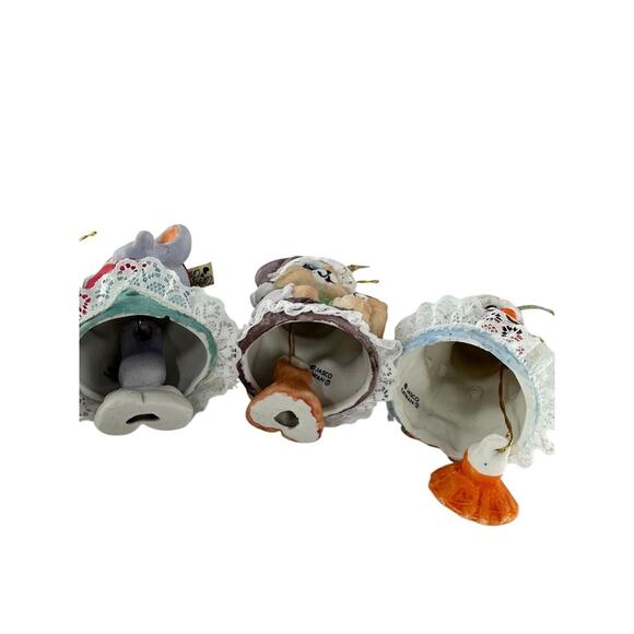 Jasco Caring Critters Chimer Bells Christmas Ornaments Set Of 6 Hand Painted - Picture 9 of 15
